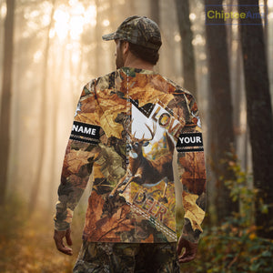 Whitetail Deer Hunting Shirt Personalized 3D All Over Print Autumn Camo Hunting Clothes NHT155