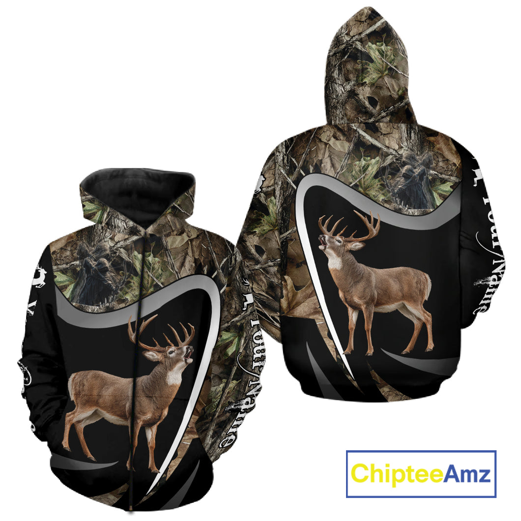 Grim Reaper Deer Hunting Shirt – Black Forest Camo 3D All Over Print for Whitetail Hunters NHT175