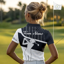 Load image into Gallery viewer, Womens Golf Polo Shirt American Flag Patriotic Golf Shirts Custom Name Golf Gifts For Ladies NHT620