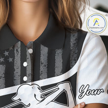 Load image into Gallery viewer, Womens Golf Polo Shirt American Flag Patriotic Golf Shirts Custom Name Golf Gifts For Ladies NHT620