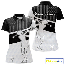 Load image into Gallery viewer, Womens Golf Polo Shirt American Flag Patriotic Golf Shirts Custom Name Golf Gifts For Ladies NHT620