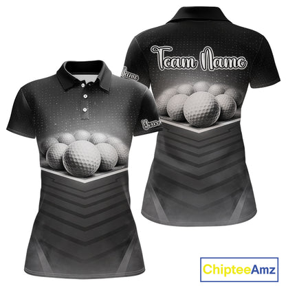 Black Golf Polos Shirts For Womens Custom Golf Ball Clubs, Best Golf Gift Custom Name For Team Name NHT628