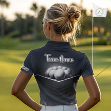 Load image into Gallery viewer, Black Golf Polos Shirts For Womens Custom Golf Ball Clubs, Best Golf Gift Custom Name For Team Name NHT628