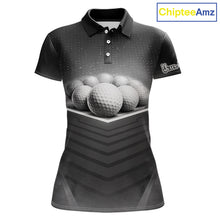 Load image into Gallery viewer, Black Golf Polos Shirts For Womens Custom Golf Ball Clubs, Best Golf Gift Custom Name For Team Name NHT628