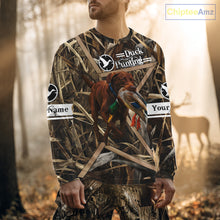 Load image into Gallery viewer, Mallard Duck Hunting Shirts With Dog Chocolate Lab, Personalized Hunting Clothes NHT183