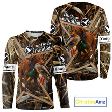 Load image into Gallery viewer, Mallard Duck Hunting Shirts With Dog Chocolate Lab, Personalized Hunting Clothes NHT183
