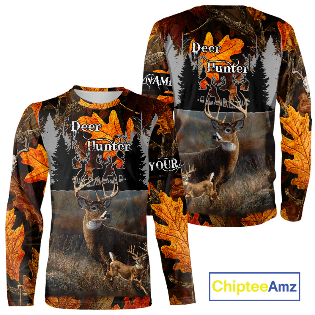 Whitetail Deer Hunting Orange Camo Autumn - Personalized All Over Print Deer Hunting Clothes NHT184