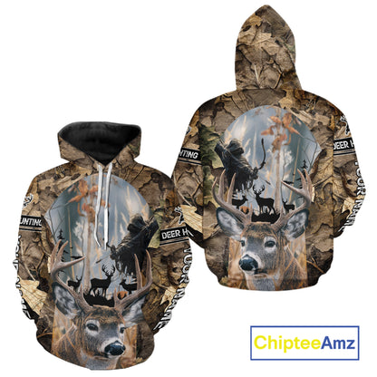 Deer Hunting Grim Reaper Camo Forest 3D All Over Printed Shirt, Personalized Hunting Shirt NHT273