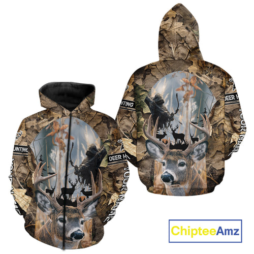 Deer Hunting Grim Reaper Camo Forest 3D All Over Printed Shirt, Personalized Hunting Shirt NHT273
