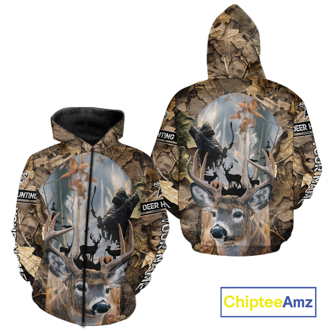 Deer Hunting Grim Reaper Camo Forest 3D All Over Printed Shirt, Personalized Hunting Shirt NHT273