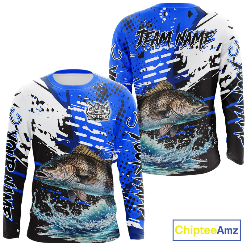 Personalized Black Drum Fishing Jerseys For Fishing Team, Tournament Fishing Shirts NHT448