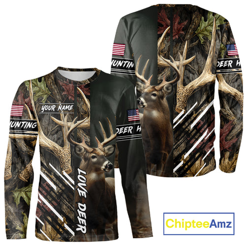 Custom Deer 3D Hunting Shirt, Antler Camo Design, Personalized Name Hunting Gift for Men NHT286