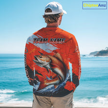 Load image into Gallery viewer, Custom Redfish Fishing Tournament Jerseys, Red Drum Orange Fishing Shirts Long Sleeve  NHT572