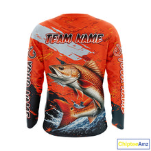 Load image into Gallery viewer, Custom Redfish Fishing Tournament Jerseys, Red Drum Orange Fishing Shirts Long Sleeve  NHT572