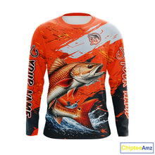 Load image into Gallery viewer, Custom Redfish Fishing Tournament Jerseys, Red Drum Orange Fishing Shirts Long Sleeve  NHT572