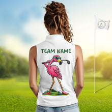 Load image into Gallery viewer, Funny Flamingo Womens Sleeveless Golf Polo Shirts Colorful Argyle Pattern Custom Name, Golf Gifts NBT562