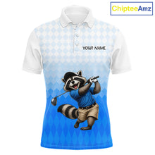 Load image into Gallery viewer, Funny Raccoon Golf Polo Shirt Personalized Name Custom Golf Shirt Golfer Gift For Mens NBT887