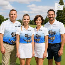 Load image into Gallery viewer, Funny Raccoon Golf Polo Shirt Personalized Name Custom Golf Shirt Golfer Gift For Mens NBT887