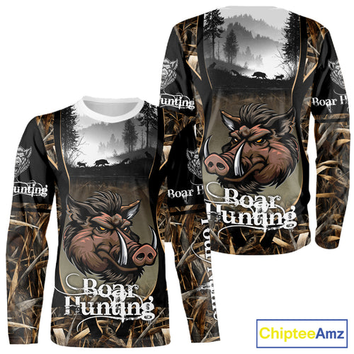 Personalized Wild Boar Hunting Camo 3D Print Custom Name Shirts, Hunting Gifts NBT195