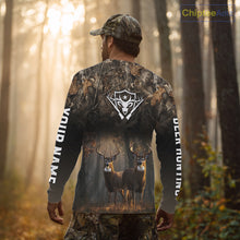 Load image into Gallery viewer, Personalized Forest Camo Deer Hunting Clothes Custom Name Whitetail Deer Design Hunting Hoodie NBT305