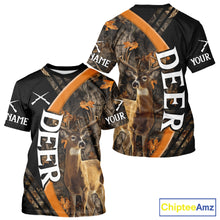 Load image into Gallery viewer, Whitetail Deer Hunting Shirt Custom Name Orange Autumn Leaves Camo, Season Hunting Hoodies For Men NBT307