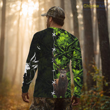 Load image into Gallery viewer, Green Camo Deer Hunting Hoodie, Longsleeve Shirt for Deer Season, Hunting Gifts for Men NBT10