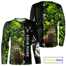 Load image into Gallery viewer, Green Camo Deer Hunting Hoodie, Longsleeve Shirt for Deer Season, Hunting Gifts for Men NBT10