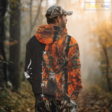 Load image into Gallery viewer, Orange Camo Deer Hunting Hoodie, Longsleeve Shirt for Red Deer Hunting Season, Hunter Gifts NBT11