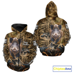 Wild Boar Hunting Camo Custom Name Shirts, Personalized Boar Hunting Clothes, Hunting Gifts NBT108