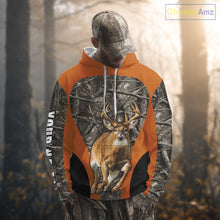 Load image into Gallery viewer, Whitetail Deer Hunting Custom Name Camo Shirt Hunting Hoodie, Camouflage Deer Shirt NBT312