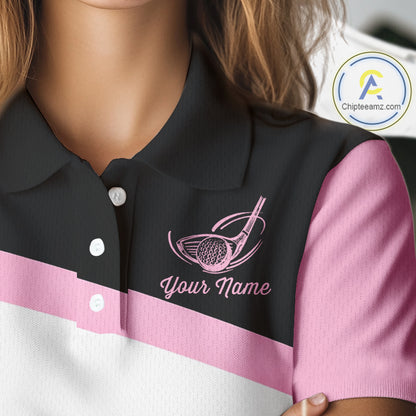 Leopard Womens Golf Polo Shirt Custom Pink Leopard Pattern Team Golf Tops, Golf Gifts NBT588