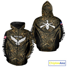 Load image into Gallery viewer, Best Duck Hunting Camouflage with US Flag Detail 3D Printed Shirts, Duck Hunting Gifts NBT205