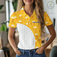 Load image into Gallery viewer, Womens Golf Polo Shirts Custom Beer Pattern, Funny Beer Pattern Golf Team Shirt NBT598