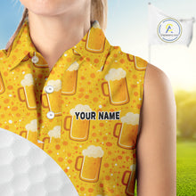 Load image into Gallery viewer, Womens Golf Polo Shirts Custom Beer Pattern, Funny Beer Pattern Golf Team Shirt NBT598