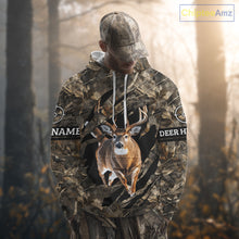 Load image into Gallery viewer, Personalized Whitetail Deer Hunting Custom Name Camo Shirt, Hunting Hoodie Sweatshirt for Men NBT320