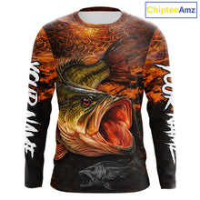 Load image into Gallery viewer, Personalized Big Bass Fishing Jerseys Orange Camo, Bass Fishing Shirts Long Sleeve NBT416