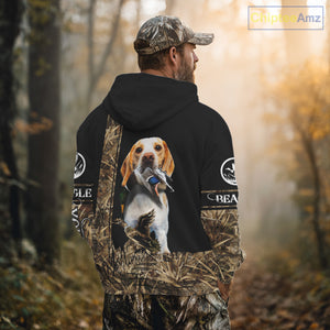 Duck Hunting with Beagle Dog Camo Custom Name All Over Print Shirts, Hunting Gifts NBT120