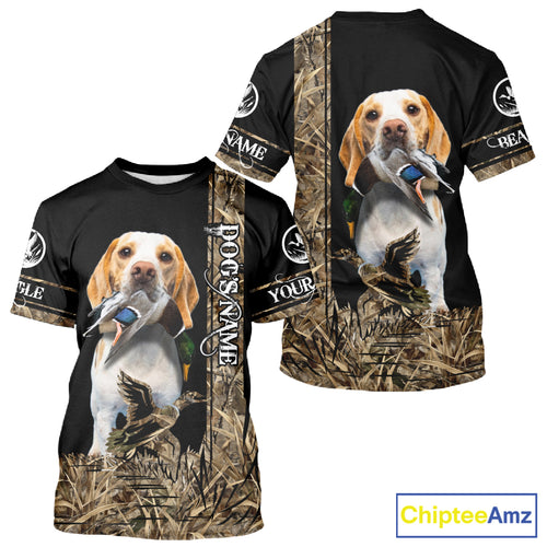 Duck Hunting with Beagle Dog Camo Custom Name All Over Print Shirts, Hunting Gifts NBT120