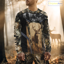 Load image into Gallery viewer, Personalized Whitetail Deer Hunting Forest Camo 3D Printed Shirts, Deer Hunting Camouflage Shirt NBT221