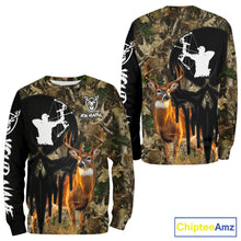 Load image into Gallery viewer, Deer Bow Hunting Camouflage Custom Name Shirt, Personalized Hunting Clothes, Hunting Gifts NBT327