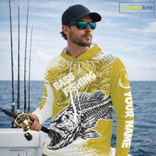 Load image into Gallery viewer, Yellow Camo Bass Fishing Jerseys For Fishing Team, Bass Skeleton Fishing Shirt Long Sleeve Hooded NBT419