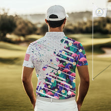 Load image into Gallery viewer, Flamingo Golf Polo Shirts For Men, Colorful Tropical Flamingo Pattern, Tropical Golf Shirt NBT477