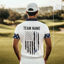 Load image into Gallery viewer, USA Flag Pattern Mens Golf Polo Shirt, Patriotic American Golf Shirt, 4Th Of July Golf Outfit NBT613