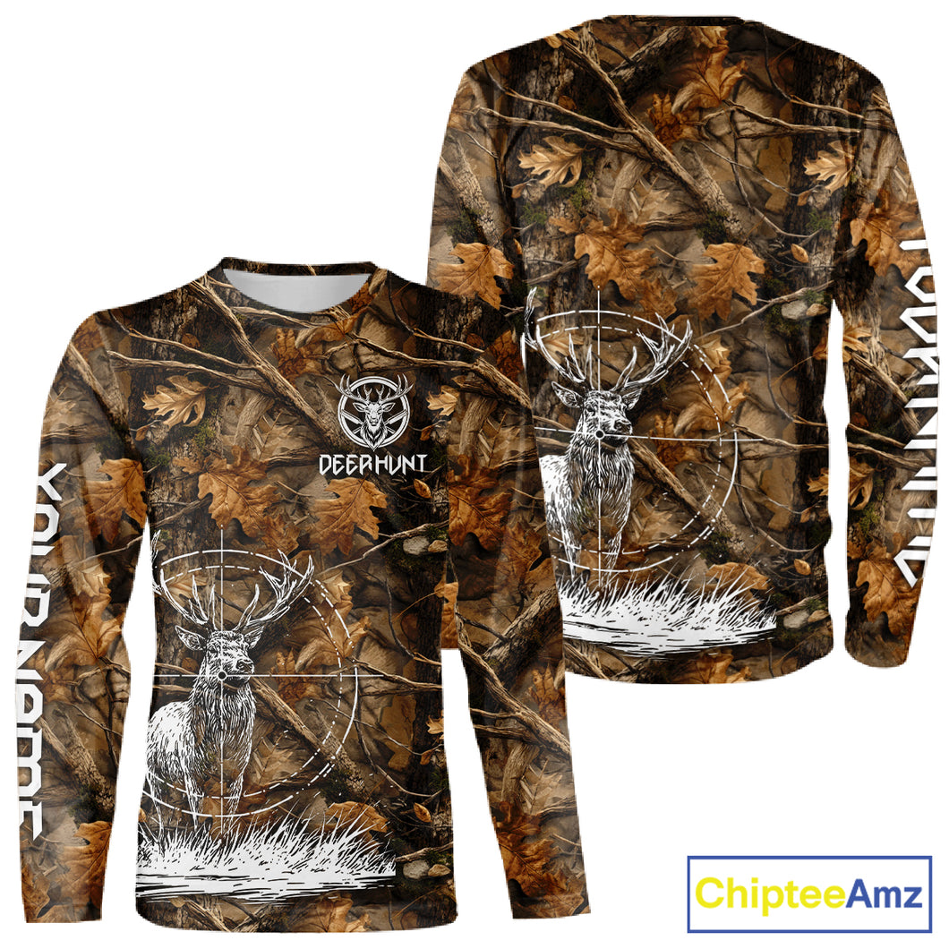 Deer Hunting Full Forest Camo 3D Printing Custom Name Shirts, Deer Hunting Clothes NBT126