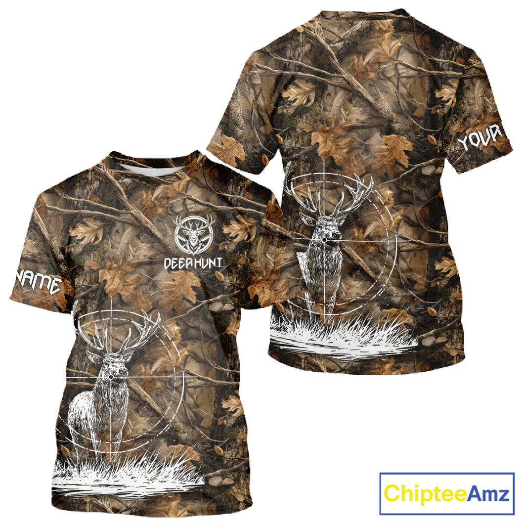 Deer Hunting Full Forest Camo 3D Printing Custom Name Shirts, Deer Hunting Clothes NBT126