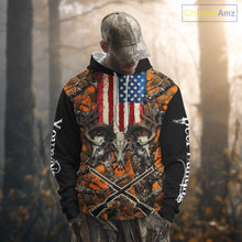 Load image into Gallery viewer, Custom Orange Camo US Flag Rifle Personalized Hunting Shirts, Deer Hunting Clothes, Hunting Gifts NBT282