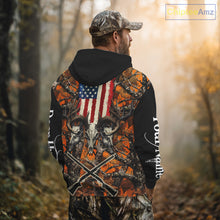 Load image into Gallery viewer, Custom Orange Camo US Flag Rifle Personalized Hunting Shirts, Deer Hunting Clothes, Hunting Gifts NBT282