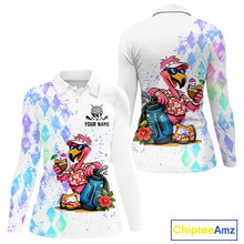 Load image into Gallery viewer, Personalized Womens Argyle Golf Polo Shirt, Custom Name Funny Golf Team Shirts, Golf Lover Gift NBT480