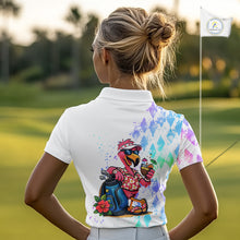 Load image into Gallery viewer, Personalized Womens Argyle Golf Polo Shirt, Custom Name Funny Golf Team Shirts, Golf Lover Gift NBT480