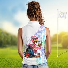 Load image into Gallery viewer, Personalized Womens Sleeveless Argyle Golf Polo Shirt, Custom Name Funny Golf Team Shirts, Golf Lover Gift NBT480